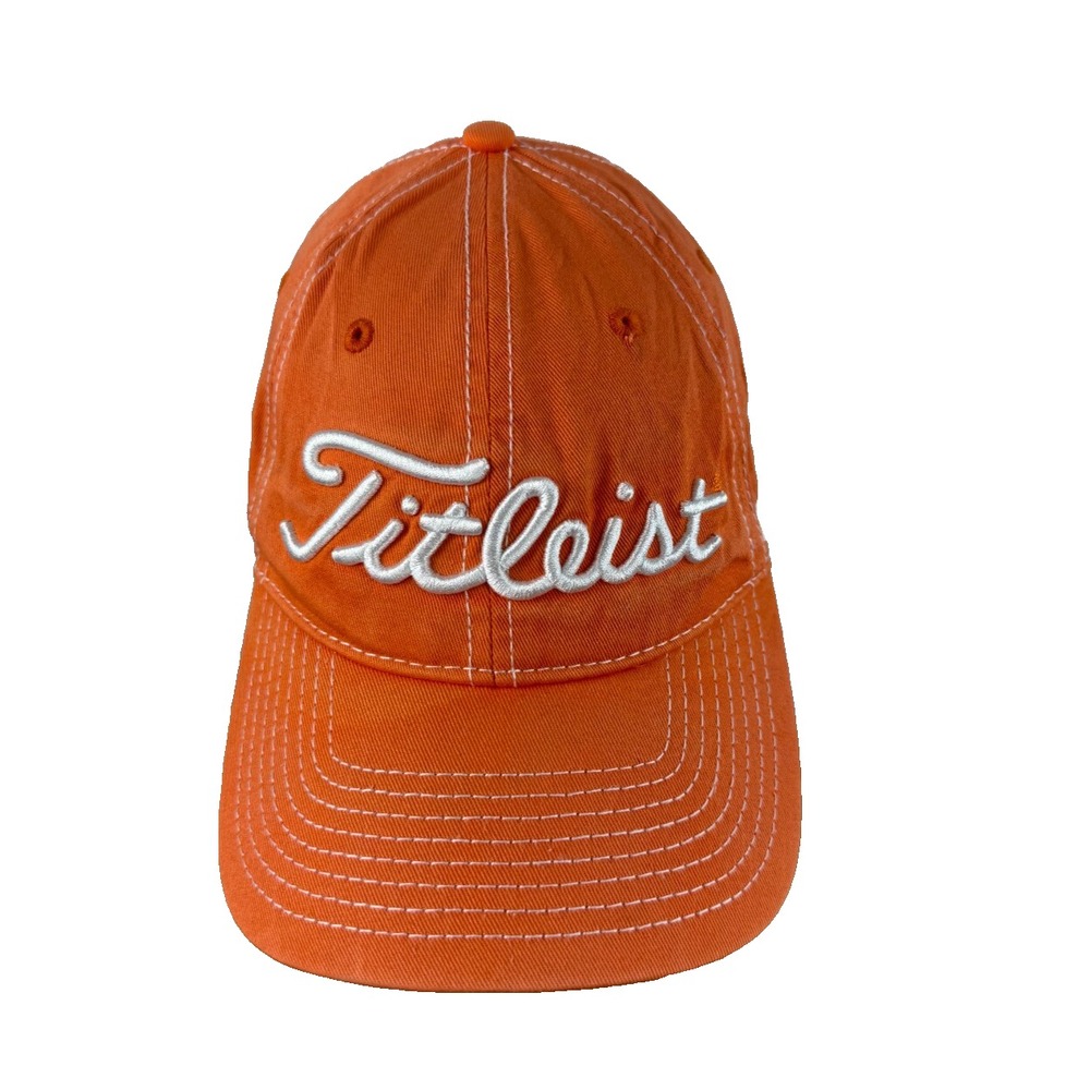 Titleist Golf Hat Mens Orange Adjustable Strapback Pro V1 FJ Vintage